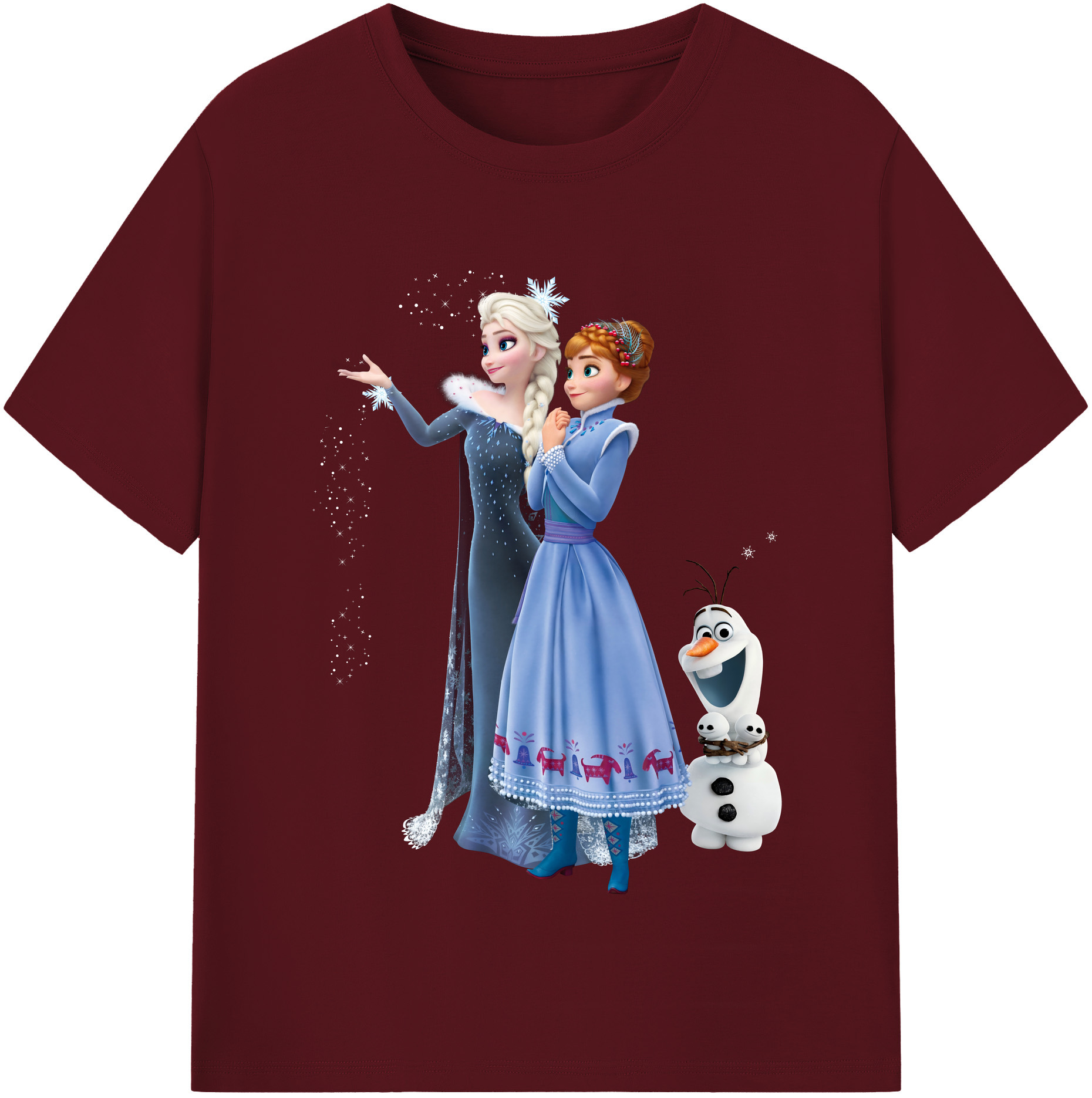 （画像用） アナと雪の女王 アンナ エルサ Frozen Anna Elsa 綿100％半袖Tシャツ（フロントプリント）